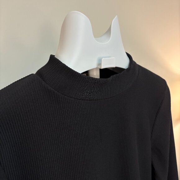 Topshop Like New Thick Mock Neck Ribbed Long sleeve Black Bodysuit Sz 12 - Picture 2 of 14